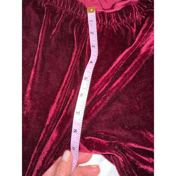 BURGUNDY STRETCH VELVET BELL BOTTOMS FLARES S - Picture 5 of 6